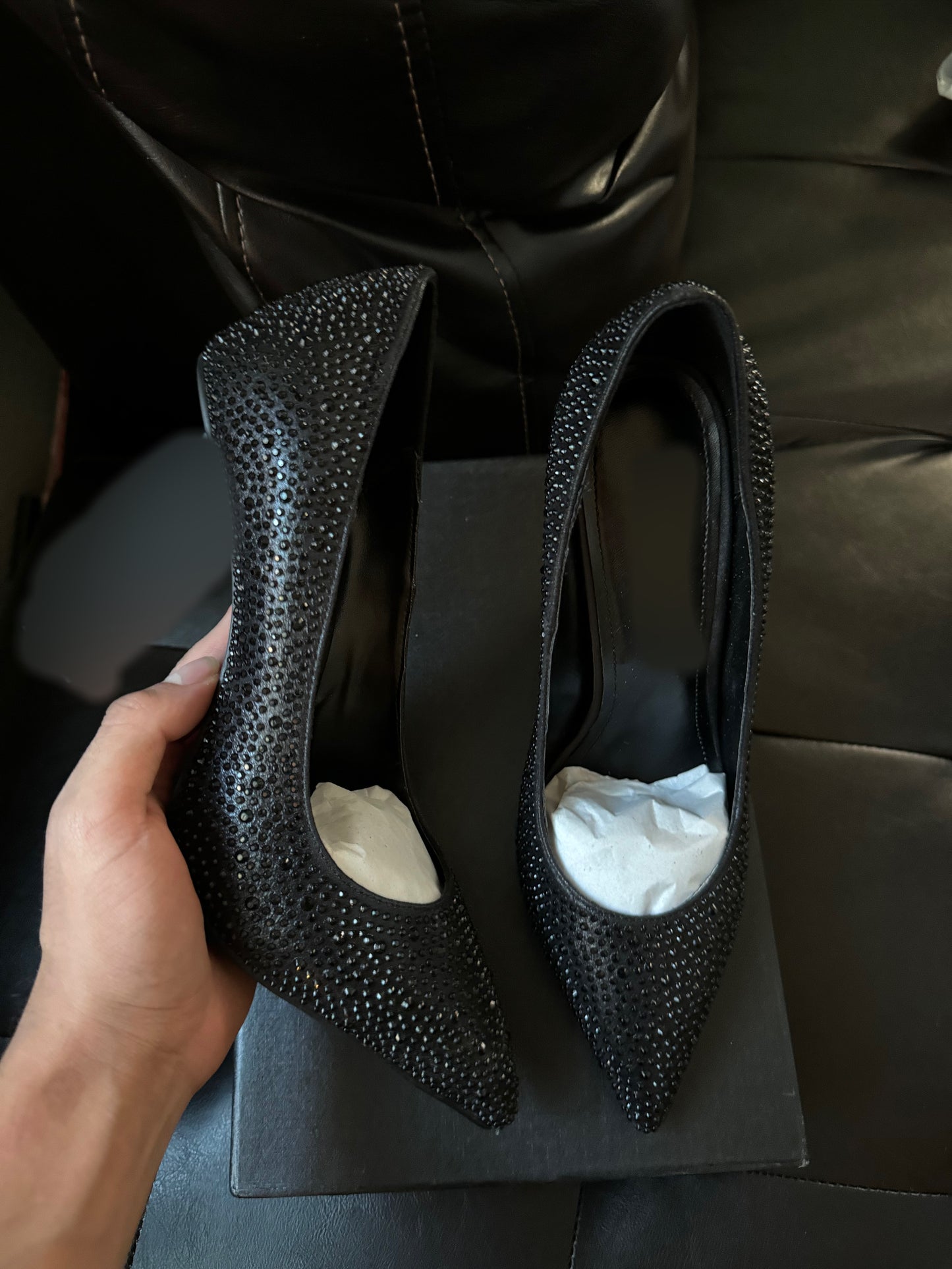 Black Crystal Heels